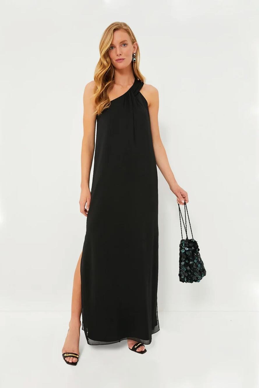 NWT Pomander Place Tuckernuck Black Soleil Gown One Shoulder Medium M